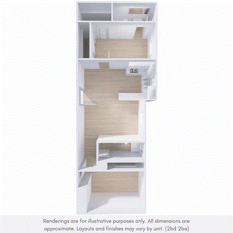 Floor plan for 2 beds, 2 baths, 1000 sqft